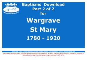 Wargrave St Mary Baptisms 1780-1920 (Download) D1737 (Part 2 of 2)