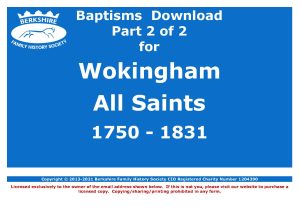 Wokingham All Saints Baptisms 1750-1831 (Download) D1738 (Part 2 of 2)