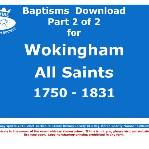 Wokingham All Saints Baptisms 1750-1831 (Download) D1738 (Part 2 of 2)
