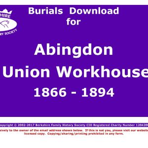Abingdon Union Workhouse Burials 1866-1894 (Download) D1800