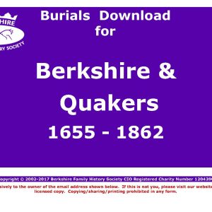 Berkshire & Oxfordshire Quakers Burials 1655-1862 (Download) D1802