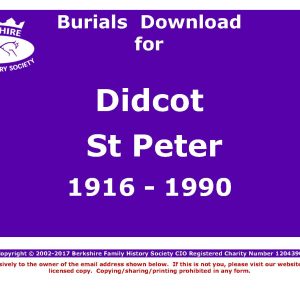Didcot St Peter Burials 1916-1990 (Download) D1807