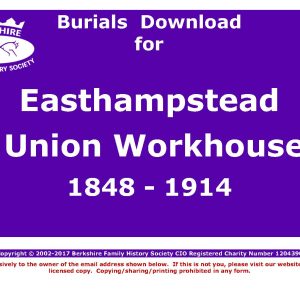 Easthampstead Union Workhouse Burials 1848-1914 (Download) D1808