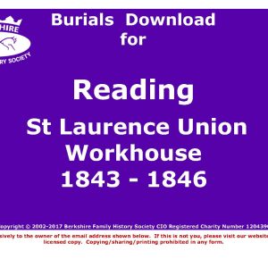 Reading St Laurence Union Workhouse Burials 1843-1846 (Download) D1817