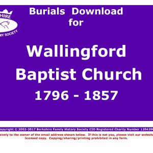 Wallingford Baptist Church Burials 1796-1857 (Download) D1821