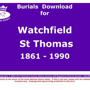 Watchfield St Thomas Burials 1861-1990 (Download) D1825