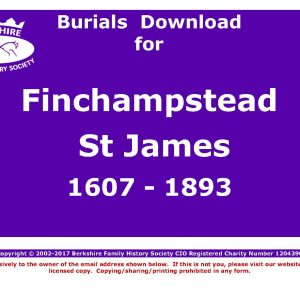 Finchampstead St James Burials 1607-1893 (Download) D1828