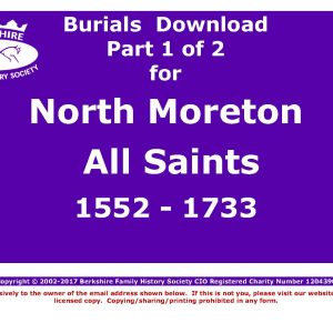 Moreton, North All Saints Burials 1552-1733 (Download) D1833 (Part 1 of 2)