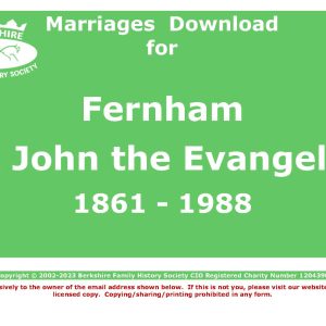 Fernham St John the Evangelist Marriages (Download) D1847