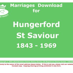 Hungerford (Eddington) St Saviour Marriages (Download) D1851