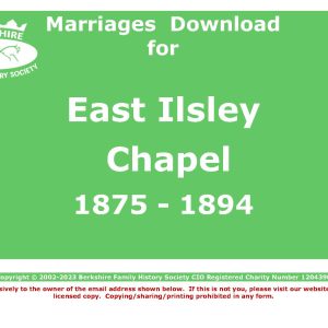Ilsley, East Chapel Marriages (Download) D1852