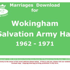 Wokingham Salvation Army Hall Marriages (Download) D1857