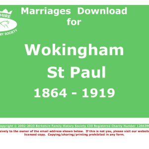 Wokingham St Paul Marriages (Download) D1858