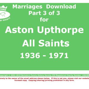 Aston Upthorpe All Saints Marriages (Download) D1862 Part 3 of 3
