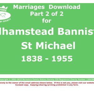 Sulhamstead Bannister St Michael Marriages (Download) D1872 Part 2 of 2