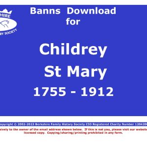 Childrey  St Mary Banns 1755-1912 (Download) D1883