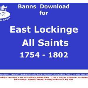 Lockinge, East  All Saints Banns 1754-1802 (Download) D1889