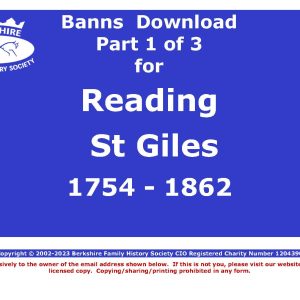 Reading  St Giles Banns 1754-1862 (Download) D1895 Part 1 of 3