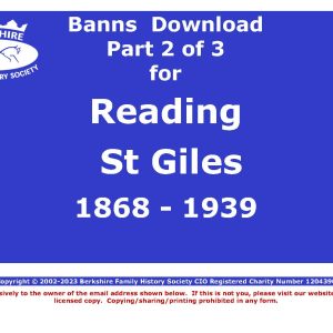 Reading  St Giles Banns 1868-1939 (Download) D1896 Part 2 of 3