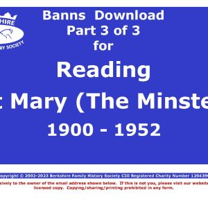Reading  St Mary (The Minster) Banns 1900-1952 (Download) D1901 Part 3 of 3