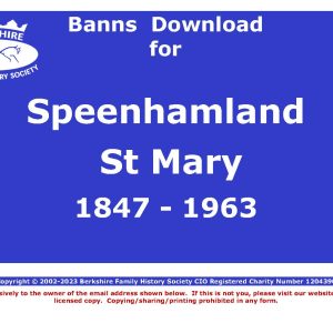 Speenhamland  St Mary Banns 1847-1963 (Download) D1903
