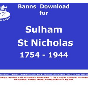 Sulham  St Nicholas Banns 1754-1944 (Download) D1904