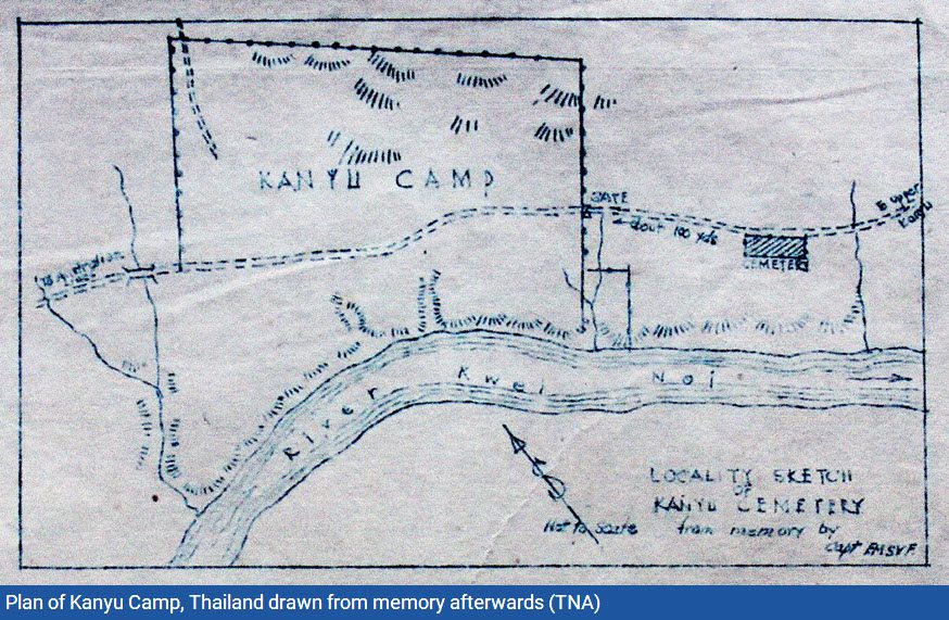 Plan of Kanyu Camp, Thailand drawn from memory afterwards (TNA) 1