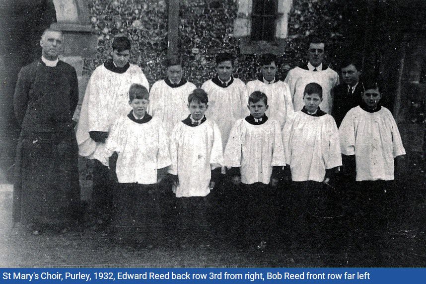St Mary's Choir, Purley, 1932, Edward Reed back row 3rd from right, Bob Reed front row far left