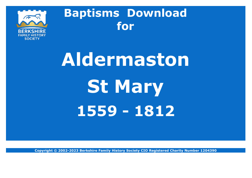 Aldermaston St Mary Baptisms 1559-1812 Download D1577