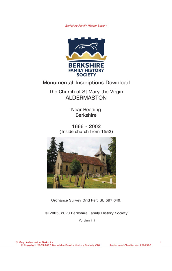 Aldermaston St Mary MIs 1666-2002 Download D1400
