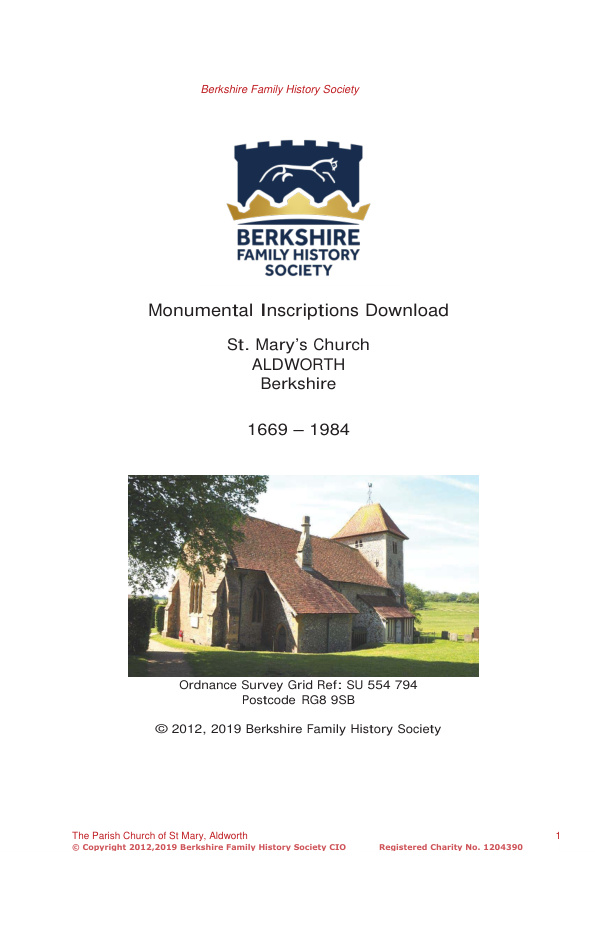 Aldworth St Mary MIs 1669-1984 Download D1401