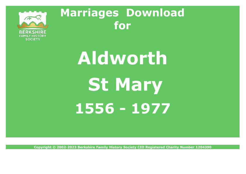 Aldworth St Mary Marriages 1556-1977 Download D1049