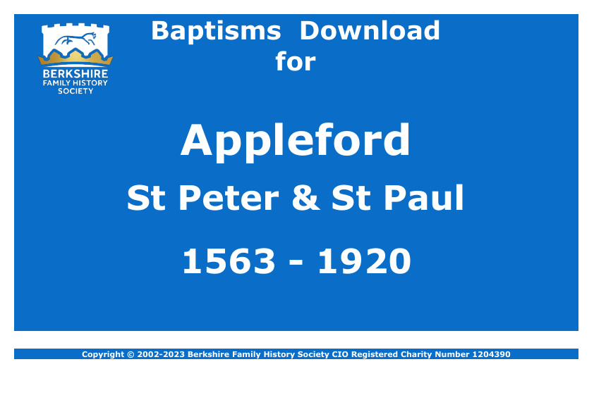 Appleford St Peter & St Paul Baptisms 1563-1920 Download D1579