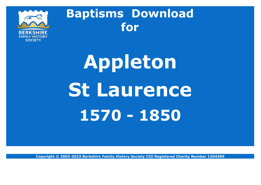 Appleton St Laurence Baptisms 1570-1850 Download D1580