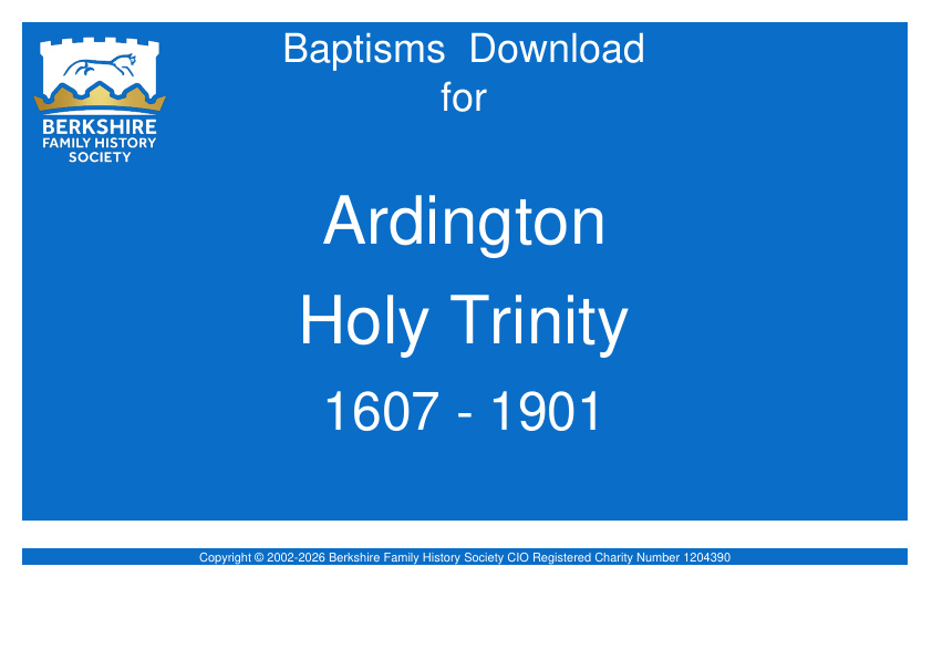Ardington Holy Trinity Baptisms 1607-1901 Download D1583