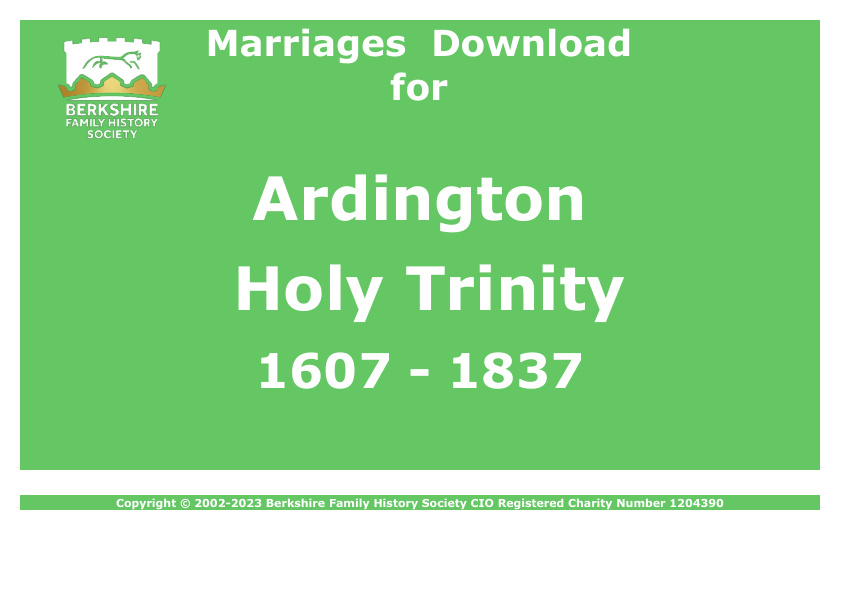 Ardington Holy Trinity Marriages 1607-1837 Download D1066