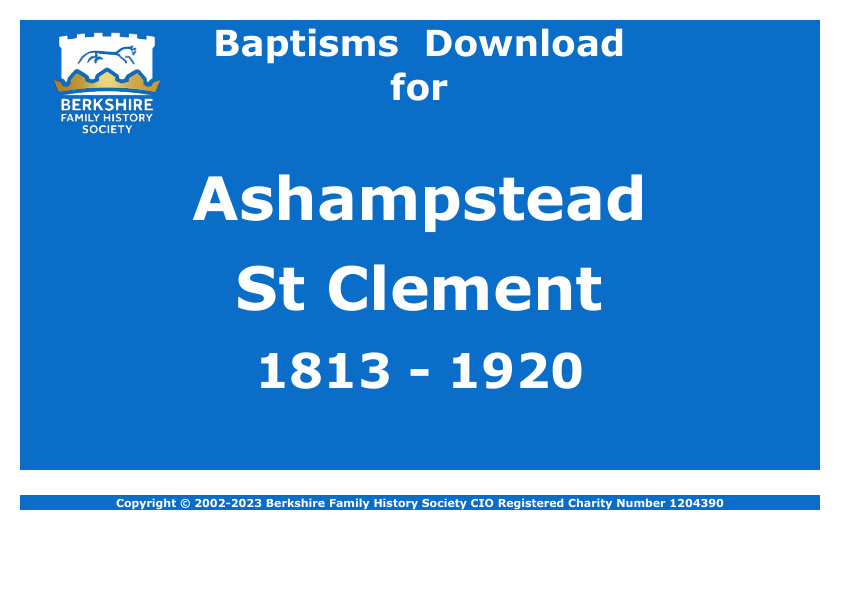 Ashampstead St Clement Baptisms 1813-1920 Download D1584