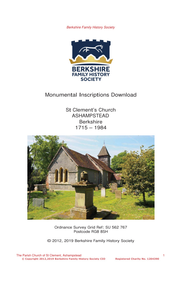 Ashampstead St Clement MIs 1715-1984 Download D1402
