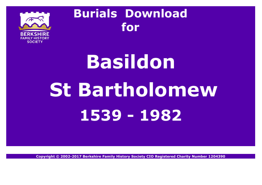 Basildon St Bartholomew Burials 1539-1982 Download D1021