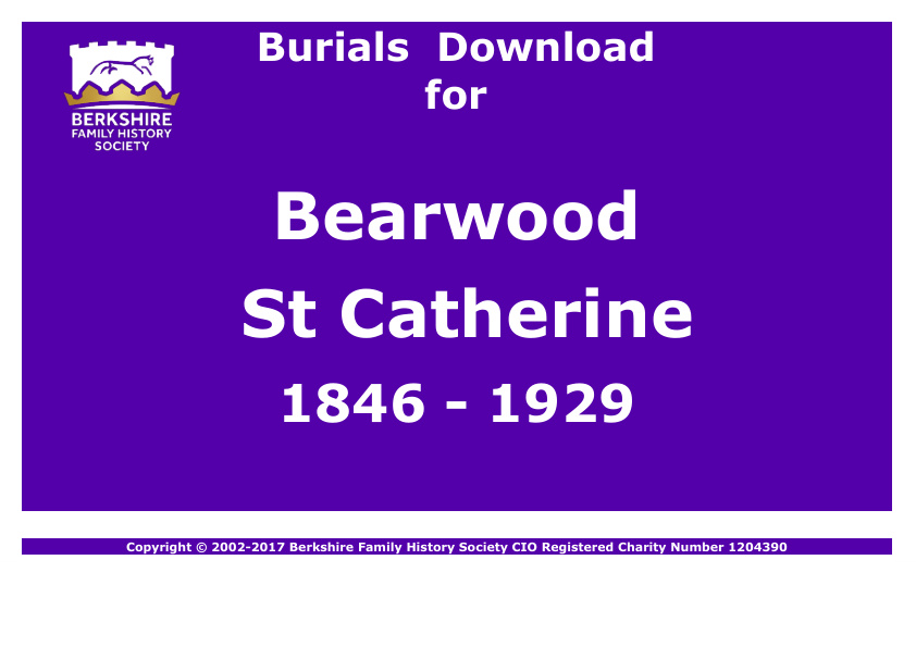 Bearwood St Catherine Burials 1846-1929 Download D1023