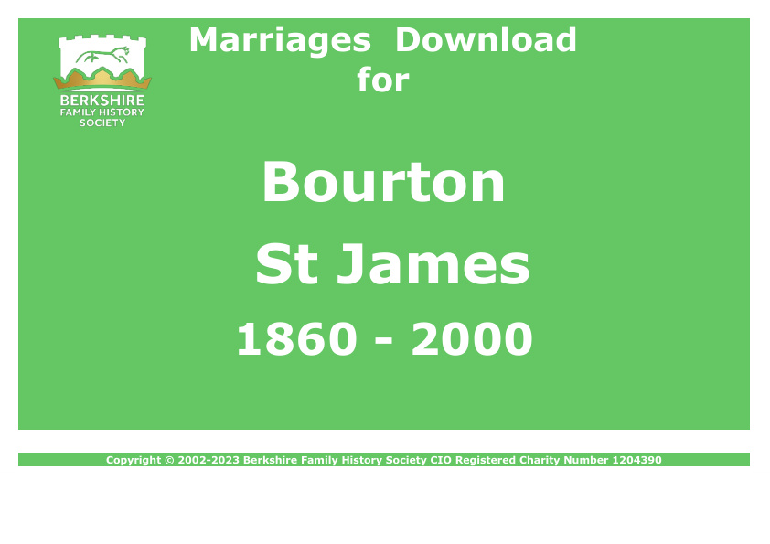 Bourton St James Marriages 1860-2000 Download D1836