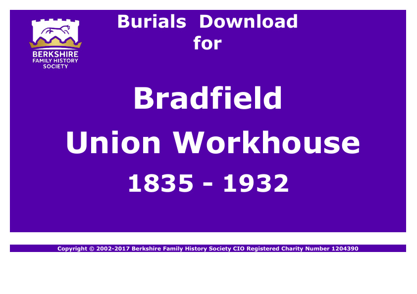 Bradfield Union Workhouse Burials 1835-1932 Download D1803