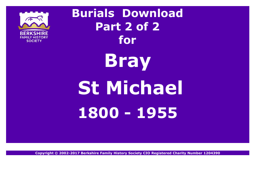 Bray St Michael Burials 1800-1955 Download D1270 Part 2 of 2