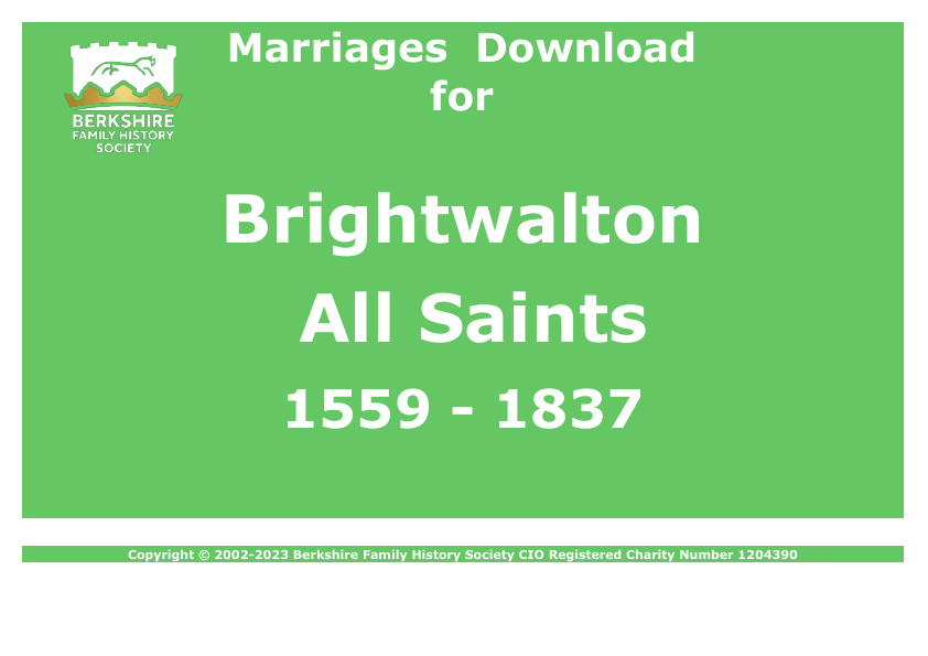 Brightwalton All Saints Marriages 1559-1837 Download D1488