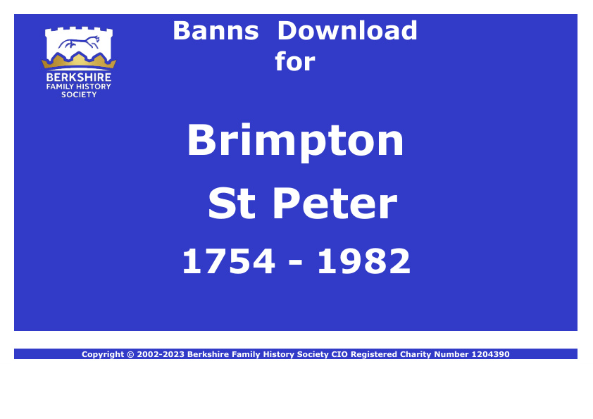 Brimpton St Peter Banns 1754-1982 Download D1882