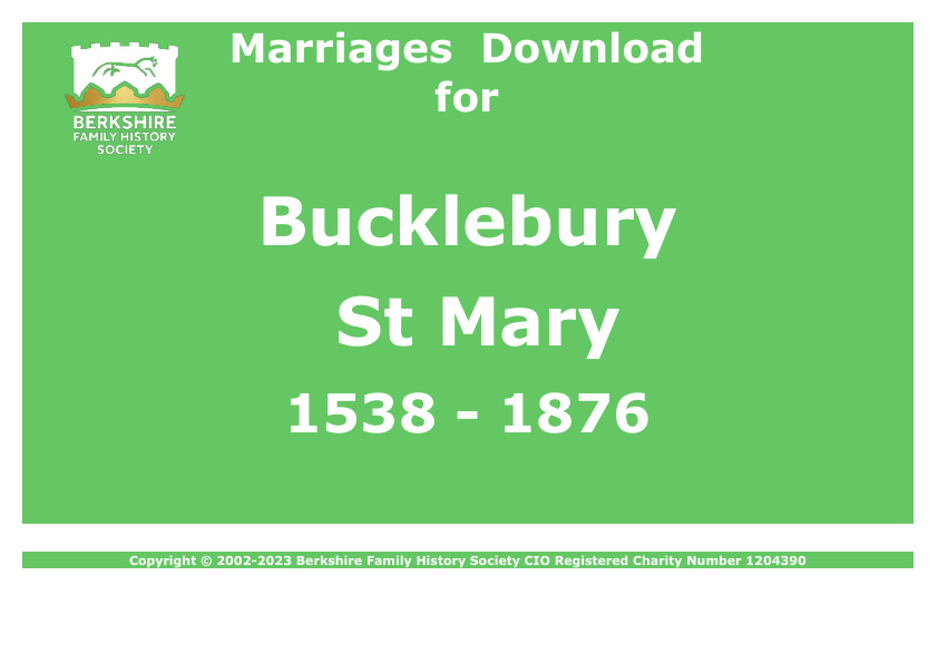 Bucklebury St Mary Marriages 1538-1876 Download D1560