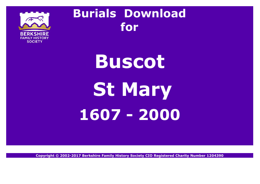 Buscot St Mary Burials 1607-2000 Download D1047