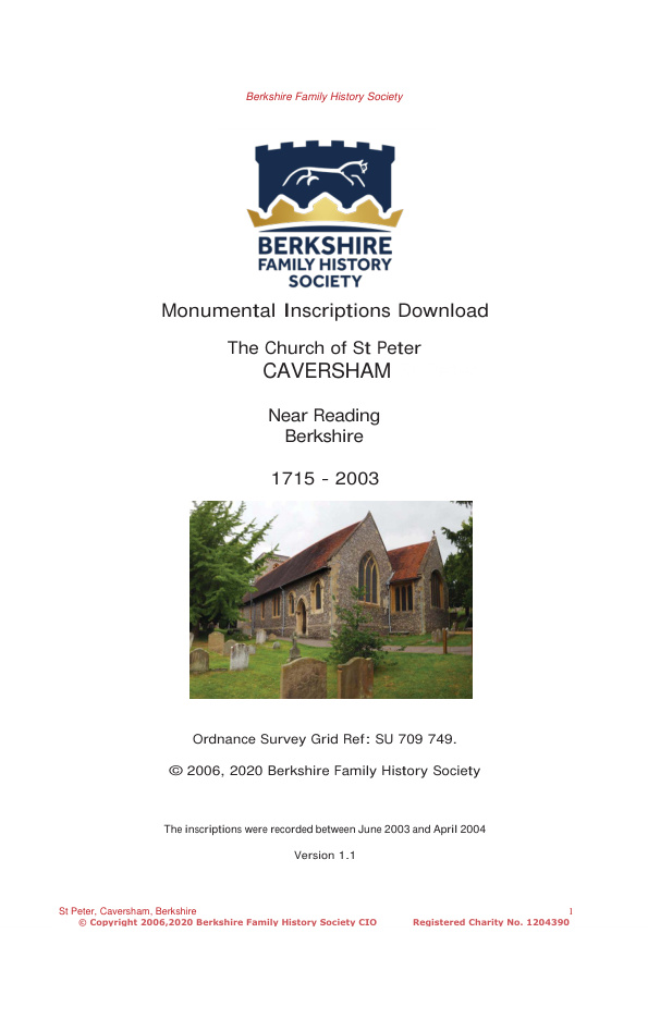 Caversham St Peter MIs 1715-2003 Download D1405