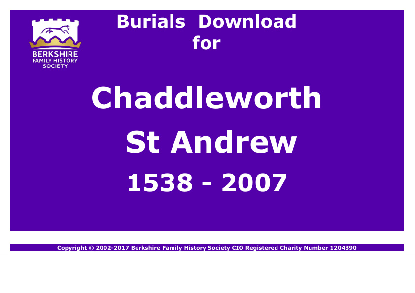 Chaddleworth St Andrew Burials 1538-2007 Download D1051