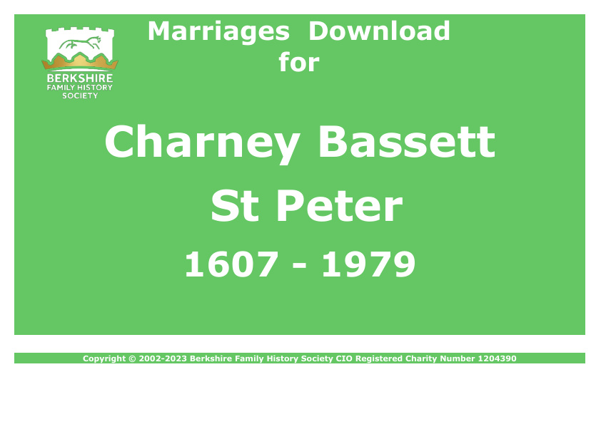 Charney Bassett St Peter Marriages 1607-1979 Download D1496